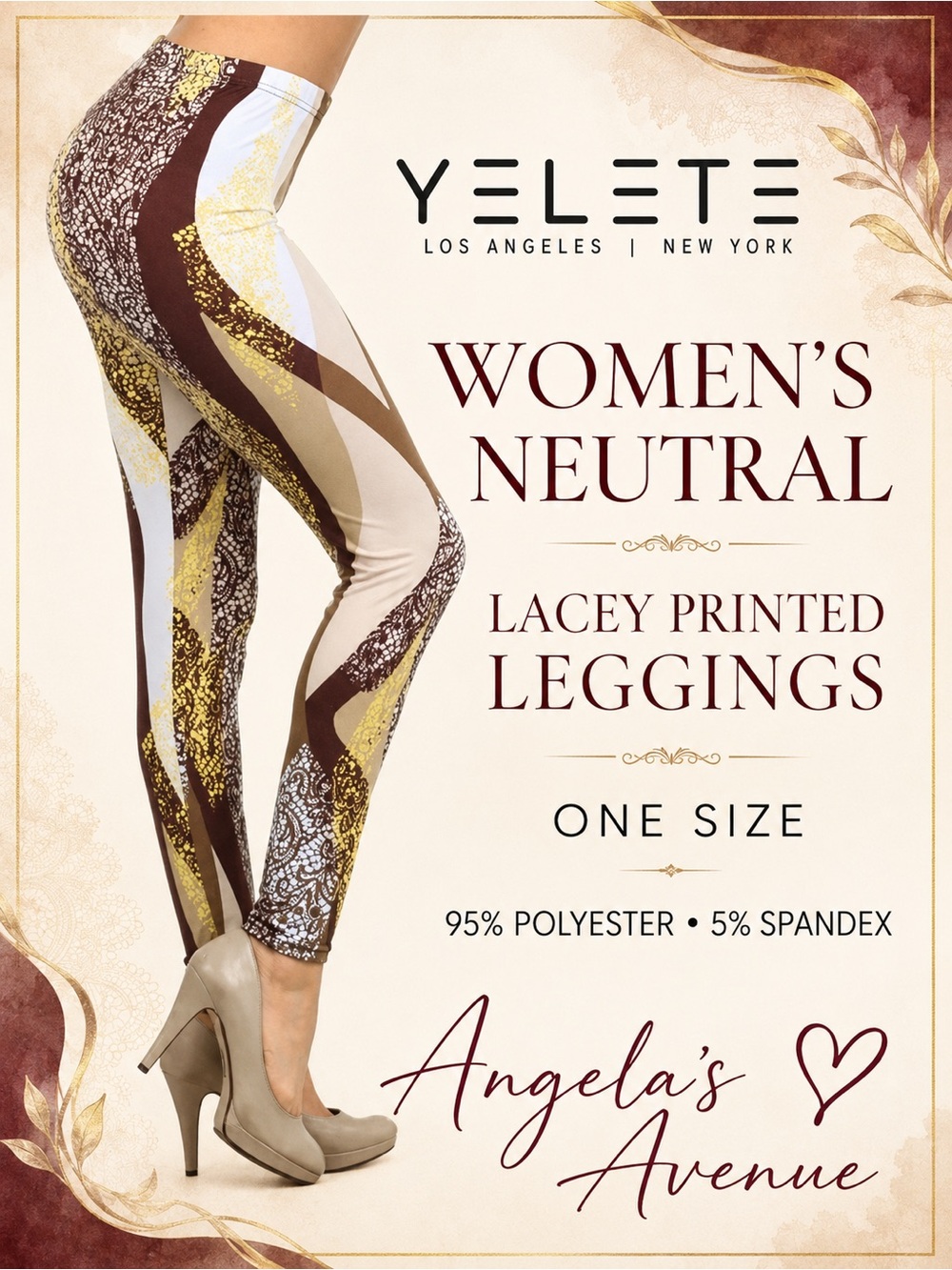 Neutral Lacey Print Leggings NEW